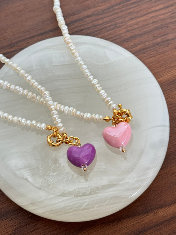 Pink heart necklace