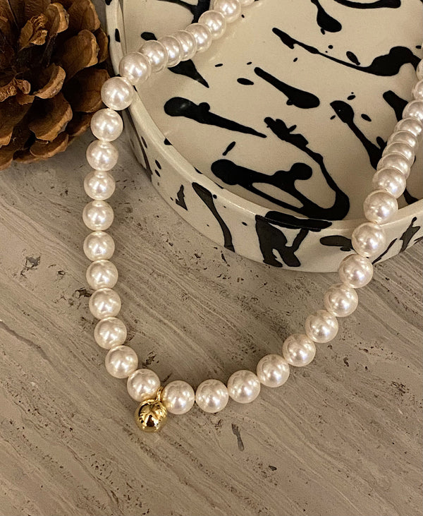 Small Golden Ball Pearl Necklace