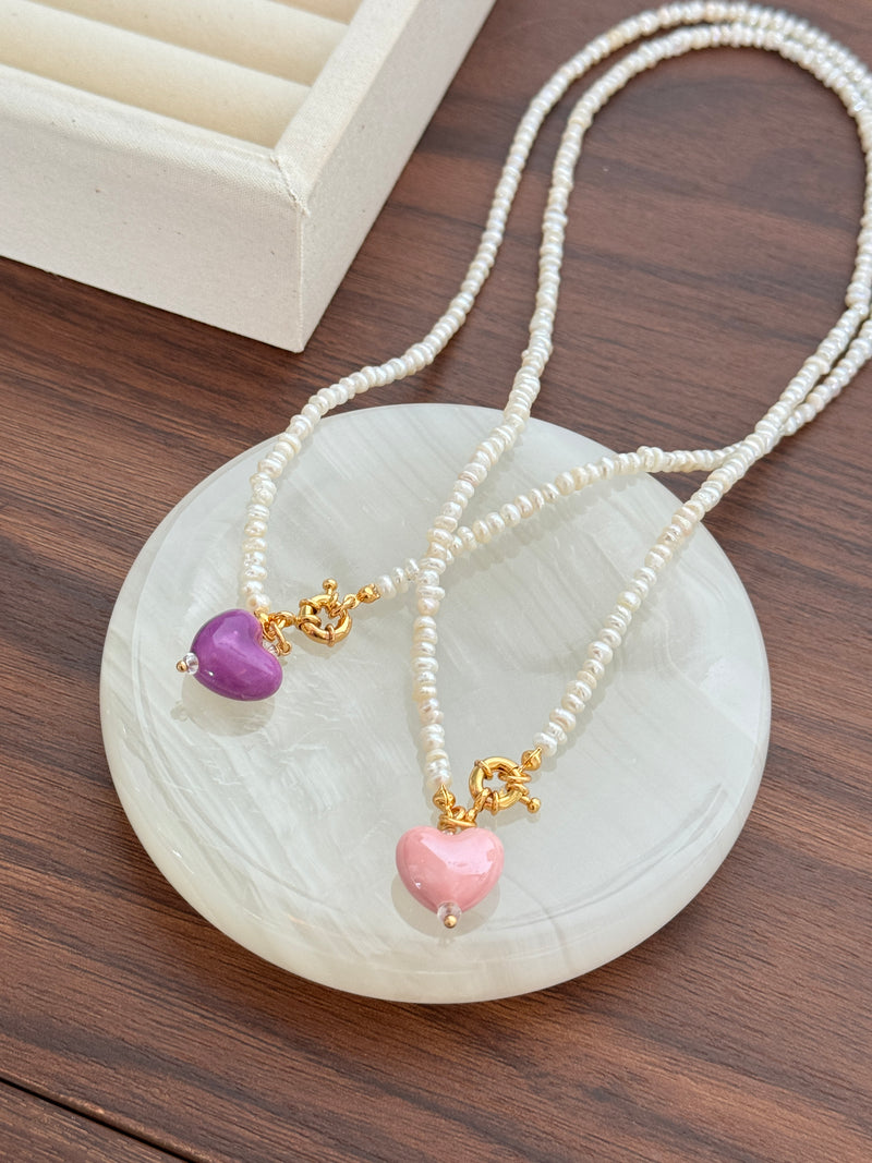 Pink heart necklace