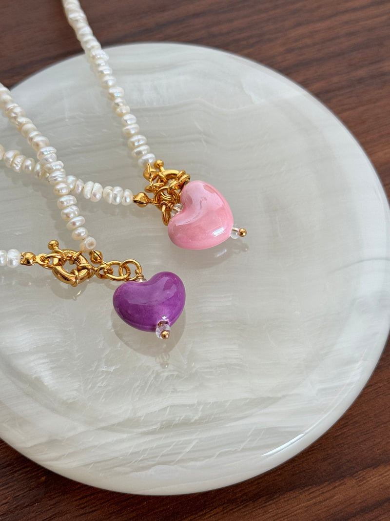 Pink heart necklace