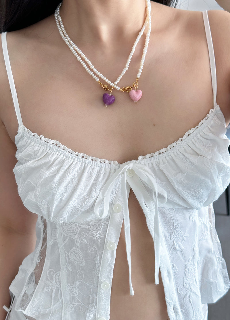 Pink heart necklace